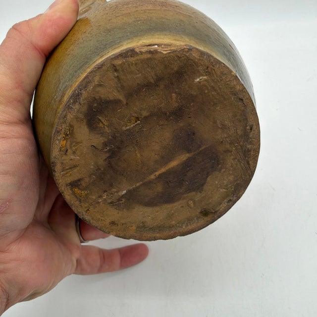 19th Century French Regional Slipware Earthenware Pitcher With Tulip Motif For Sale - Image 12 of 17