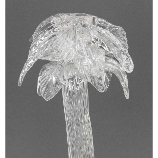 Murano Clear Art Glass Palm Tree Candlesticks, 2 For Sale In New York - Image 6 of 10