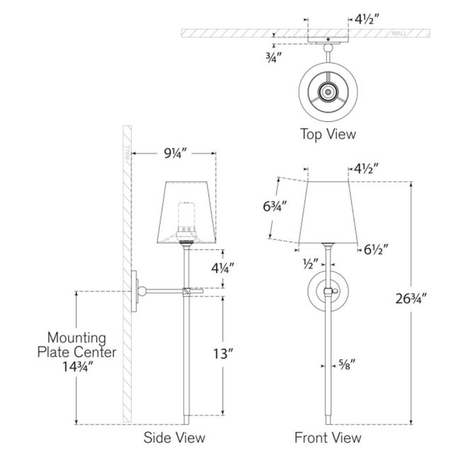 Thomas O'Brien for Visual Comfort Signature Bryant 27" Cordless Tail Sconce in Polished Nickel with Linen Shade For Sale - Image 12 of 13