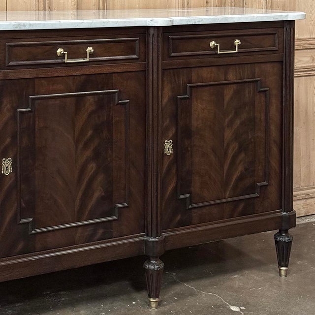 Oxblood Red French Louis XVI Mahogany Buffet With Carrara Marble For Sale - Image 8 of 18
