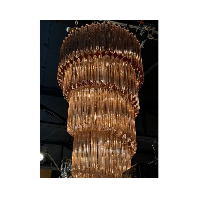 2000 - 2009 Murano Pink Glass Waterfall Chandelier For Sale - Image 5 of 7