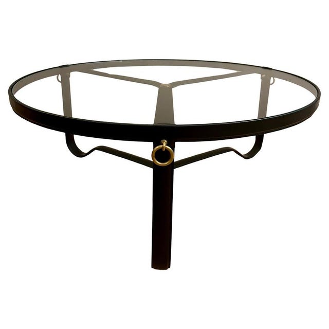 Circular Leather Coffee Table by Jaques Adnet for Gubi, 1990 For Sale - Image 11 of 11
