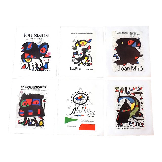Vintage Mid 20th C. Modern Abstract Joan Miro Lithographs - Set of 6 For Sale