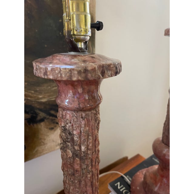 1970s Marble Column Lamps - a Pair For Sale - Image 10 of 12