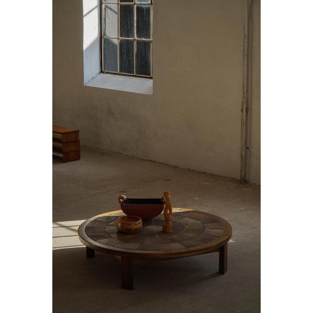 Wood Mid-Century Danish Wood Coffee Table with Ceramic Tile Top by Tue Poulsen, 1970s For Sale - Image 7 of 18