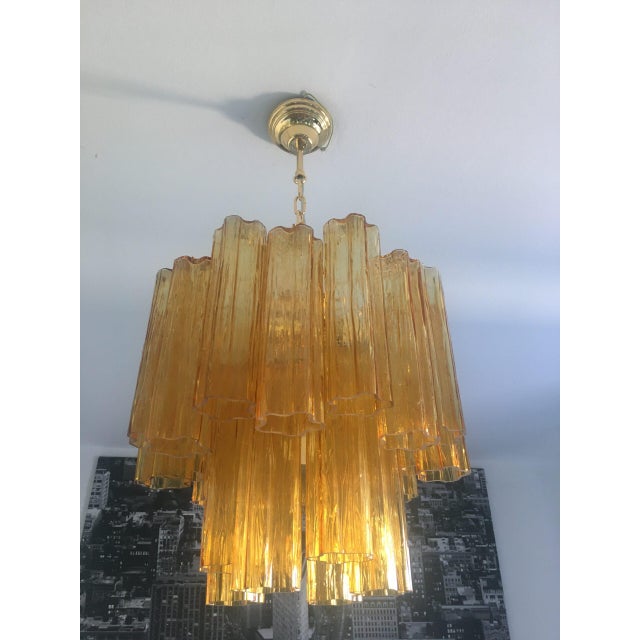 Contemporary Murano Glass “Tronchi” chandelier D50 Very rare light amber color Tronchi Murano glass.