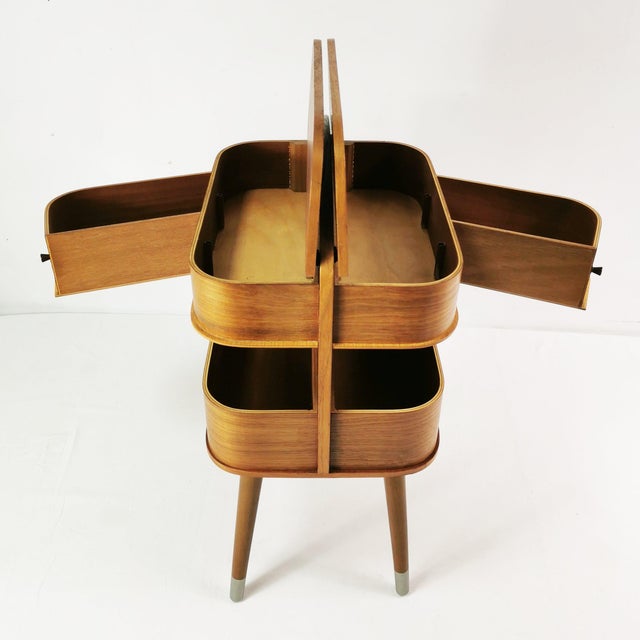 Brown Mid-Century Teak Sewing Organizer, 1960s For Sale - Image 8 of 15