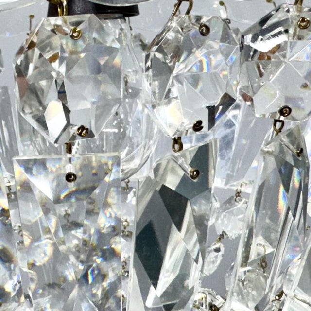 Mid-Century Crystal and Brass Chandelier, Czechoslovakia, 1970s For Sale - Image 10 of 12