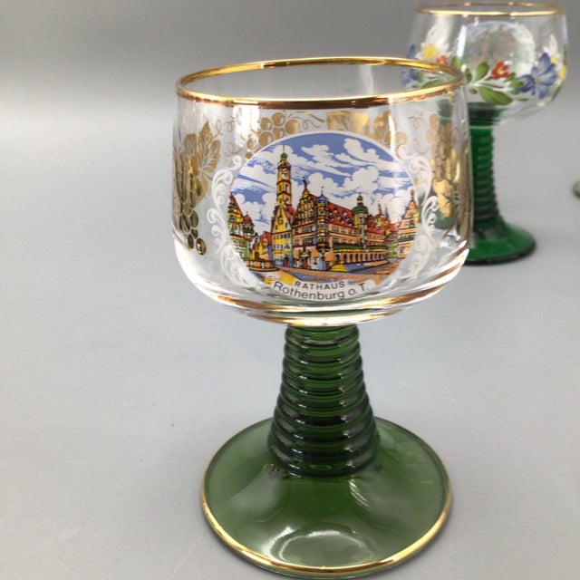 Emerald Emerald Green Beehive Stem German Souvenir Goblets-Set of 13 For Sale - Image 8 of 13