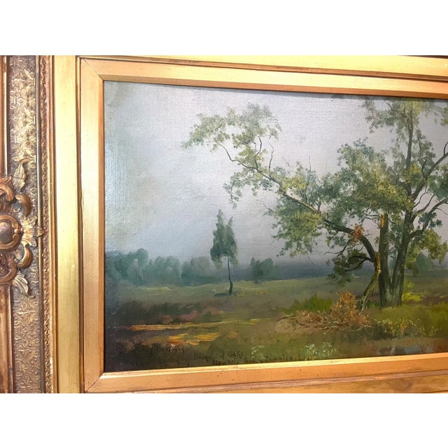 Realism 1892 Antique Charles Henry Miller Oil on Board Marsh Landscape Painting Realism For Sale - Image 3 of 12