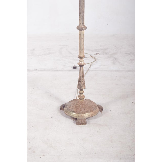 French Silvered Metal Floor Lamp with Four Lights, 1920 For Sale - Image 3 of 11