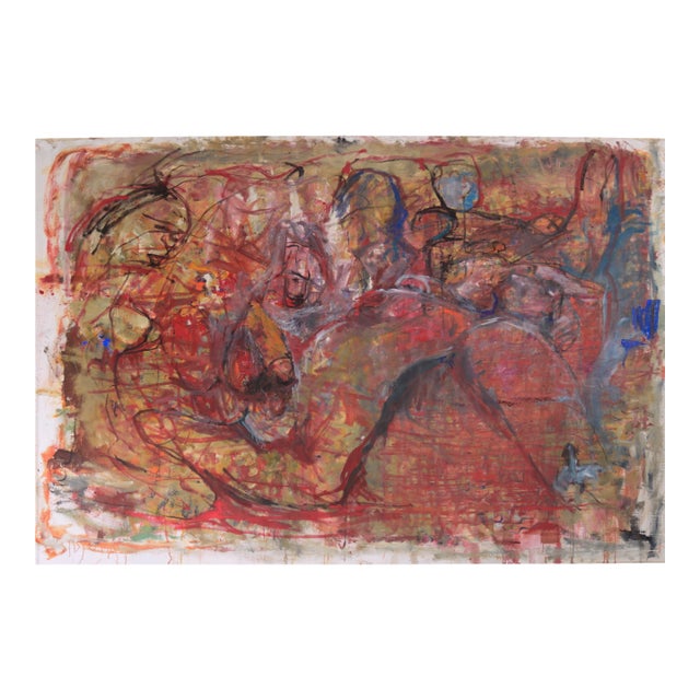 Vintage Large Scale Neo-Expressionist Figurative Oil Painting by Daniel David Fuentes For Sale