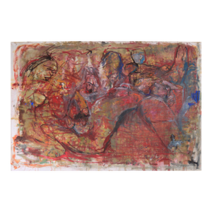 Vintage Large Scale Neo-Expressionist Figurative Oil Painting by Daniel David Fuentes