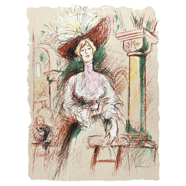 Jacques Pecnard, Woman, Lithograph, Mid-20th Century For Sale