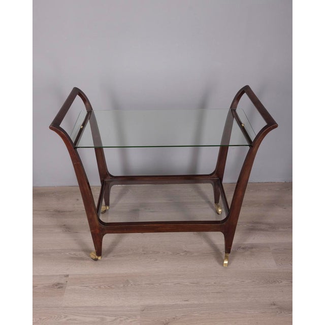 Mid-Century Modern Vintage Italian Wood and Glass Food Trolley, 1940s For Sale - Image 3 of 11