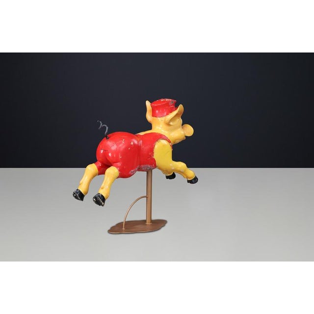 Three Piglets Carousel Sculpture in Polychrome Wood attributed to Bernard Kindt, 1960s For Sale - Image 9 of 15