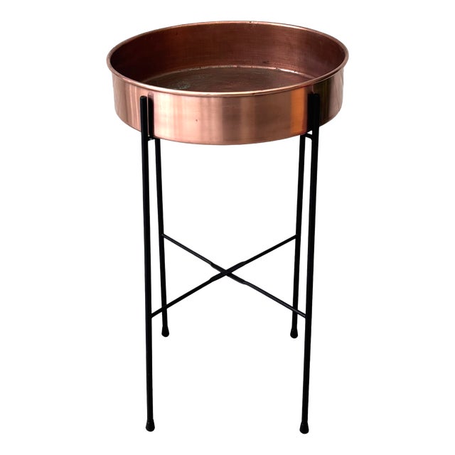 Flower Stand in Copper and Steel from Ystad Metall, Sweden, 1950s For Sale