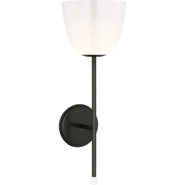 Brisa 20" Torch Sconce in Bronze with White Strie Glass Shade Designer: AERIN Finish: Bronze Height: 20" Width: 7"...