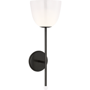 AERIN for Visual Comfort Signature Brisa 20" Torch Sconce in Bronze with White Strie Glass Shade