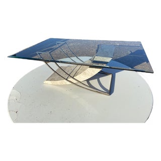 Vintage Postmodern Tessellated Stone & Glass Sculptural Coffee Cocktail Table For Sale