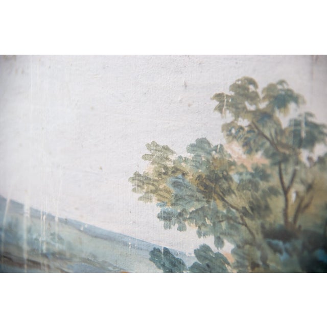 Antique Oak Display Case with Hand Painted Watercolor For Sale - Image 4 of 8