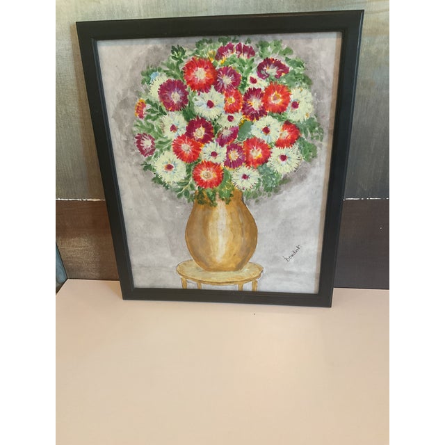 Mid 20th Century Framed Floral Still-Life Painting - Signed For Sale - Image 9 of 14