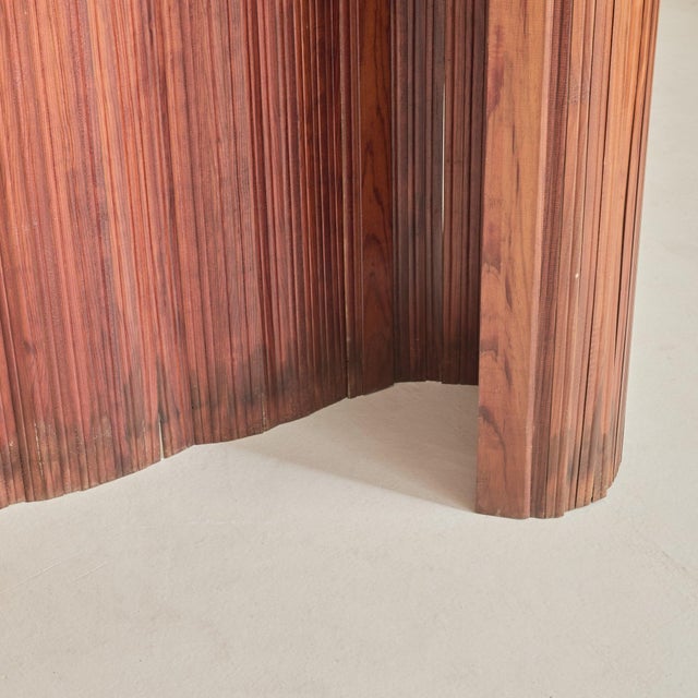 1940s French Tambour Pine Room Divider Attributed to Jomain Baumann, 1940s For Sale - Image 5 of 11