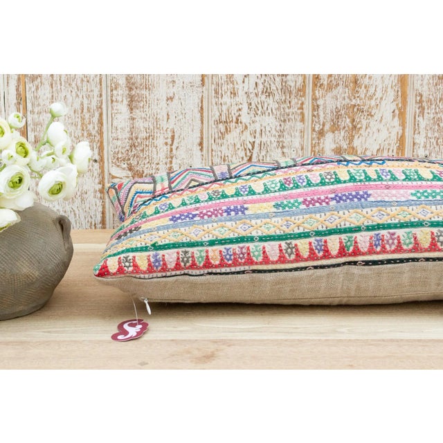 Textile Yaza Antique Tribal Grain Sack Pillow For Sale - Image 7 of 10