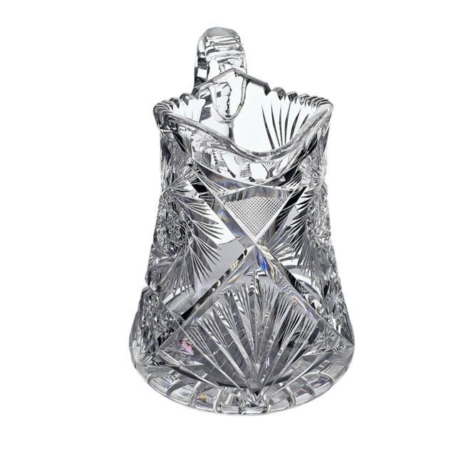 American Brilliant Period Cut Glass Water Pitcher Pinwheel Pattern For Sale - Image 4 of 12