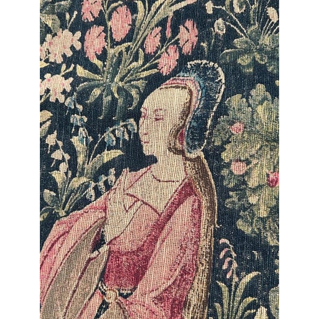 Vintage French Screen-Printed Tapestry with Gallant Parties Motif, 1960s For Sale - Image 12 of 18