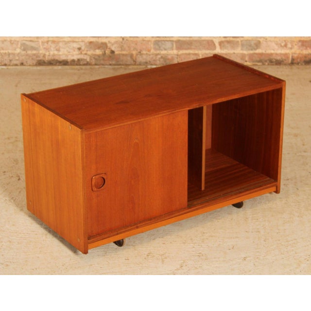 Wood Mid-Century Teak Media Unit on Casters, 1960s For Sale - Image 7 of 9