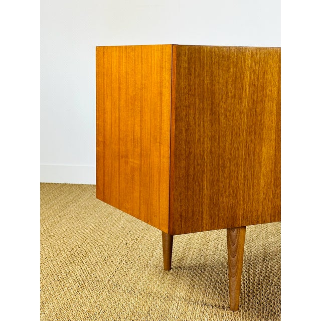 Brown Scandinavian Teak Sideboard with Four Doors and Tapered Legs, 1960s For Sale - Image 8 of 18