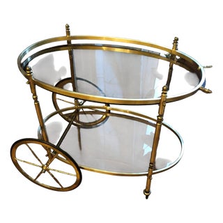 Neoclassical Brass Serving Trolley, 1960s For Sale