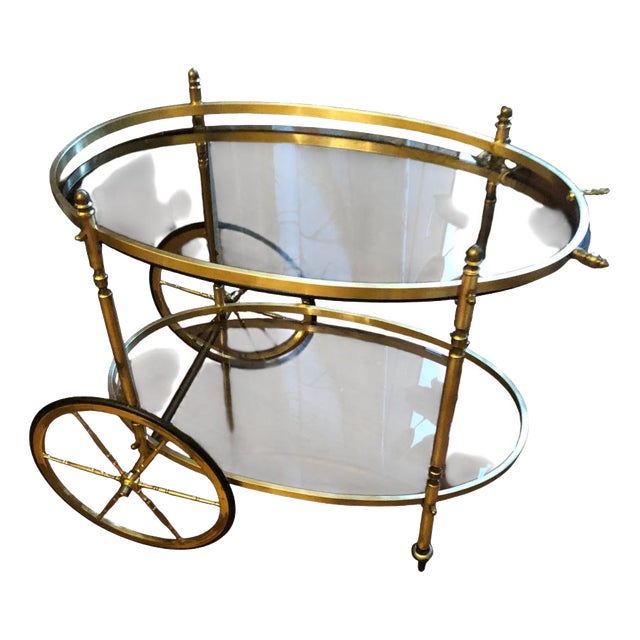 Neoclassical Brass Serving Trolley, 1960s For Sale