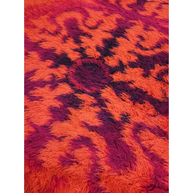 1970s Mid-Century Modern Axminster Orange Flokati Rug in Wool, United Kingdom, 1970s For Sale - Image 5 of 8