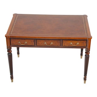 Traditional Style Burled Writing Table For Sale