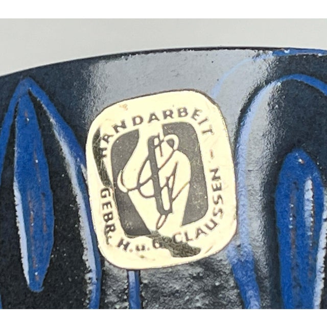 Mid-Century Modern Germany Blue Ceramic Candle Holder from Gebr. H.u.G. Claussen, 1960s For Sale - Image 12 of 13