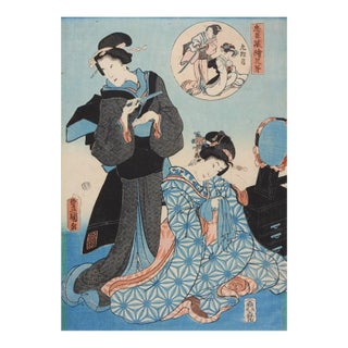 19th Century Toyokuni III Japanese Woodblock For Sale