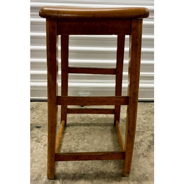 English Vintage Wooden Stool For Sale - Image 3 of 8