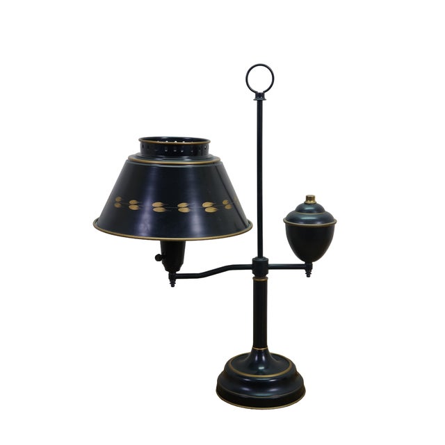Mid-Century Modern Vintage Black Tole Students Library Parlor Bouillotte Reading Lamp Lantern 23" For Sale - Image 3 of 18