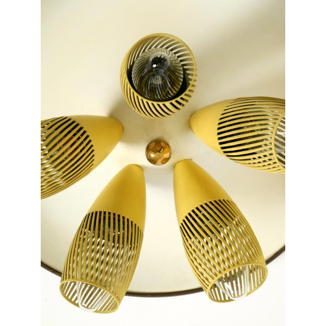 Mid-Century Modern Metal Bag Ceiling Lamp with Round White Reflector, 1950s For Sale - Image 13 of 18
