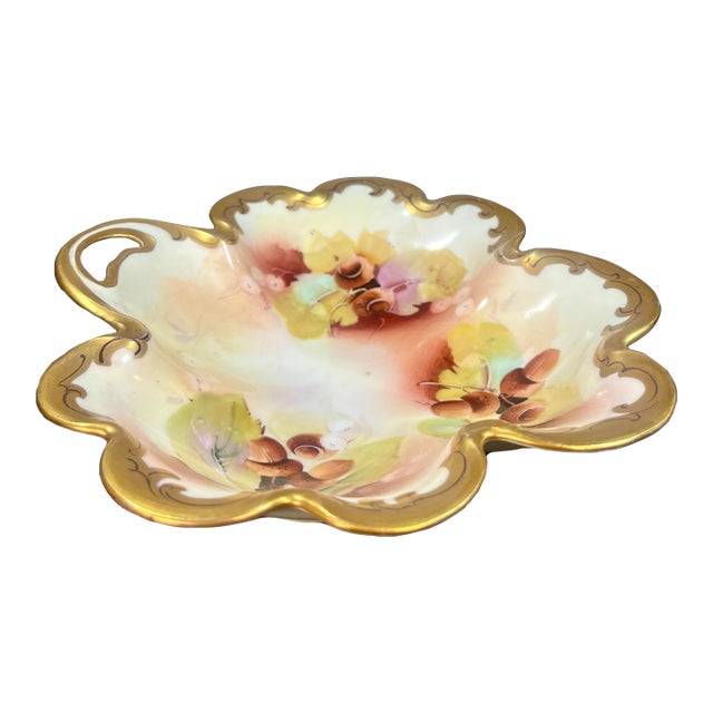 Early 20th Century Rosenthal & Co. Pickard Hand-Painted Porcelain Nut Harvest Dish For Sale