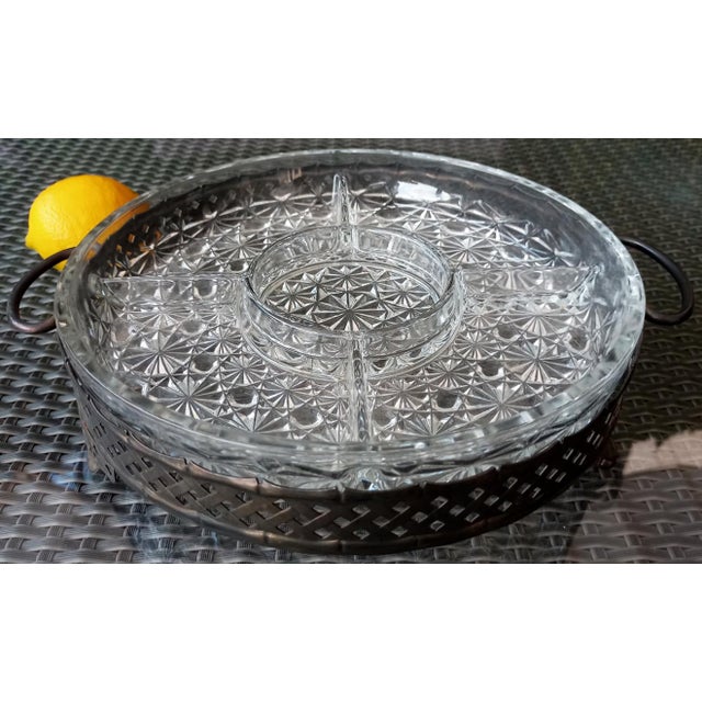 Vintage Crystal and Silver Carved Appetizer Tray, 1920s, Set of 2 For Sale - Image 14 of 18