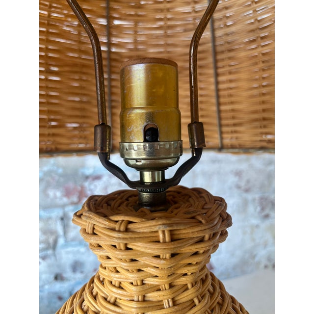 1960s Boho Chic Small Wicker Table Lamp For Sale - Image 4 of 9