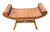 Beautiful and Unique mid century bamboo and rattan scrolled sides curved bench with single drawer. Lovely as a statement...
