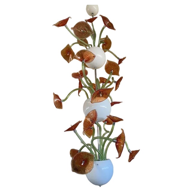 Flowers Murano Glass Cascade Chandelier by Simoeng For Sale