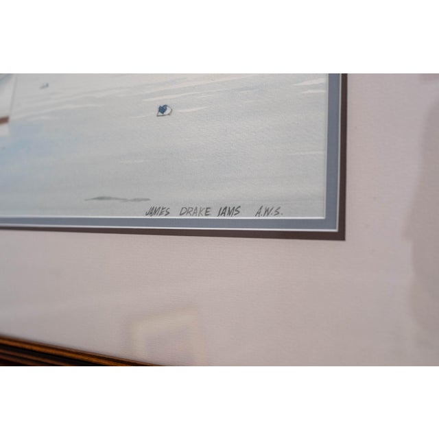 Traditional Crab Boat Seagulls Watercolor Painting Signed James Drake Iams For Sale - Image 3 of 9