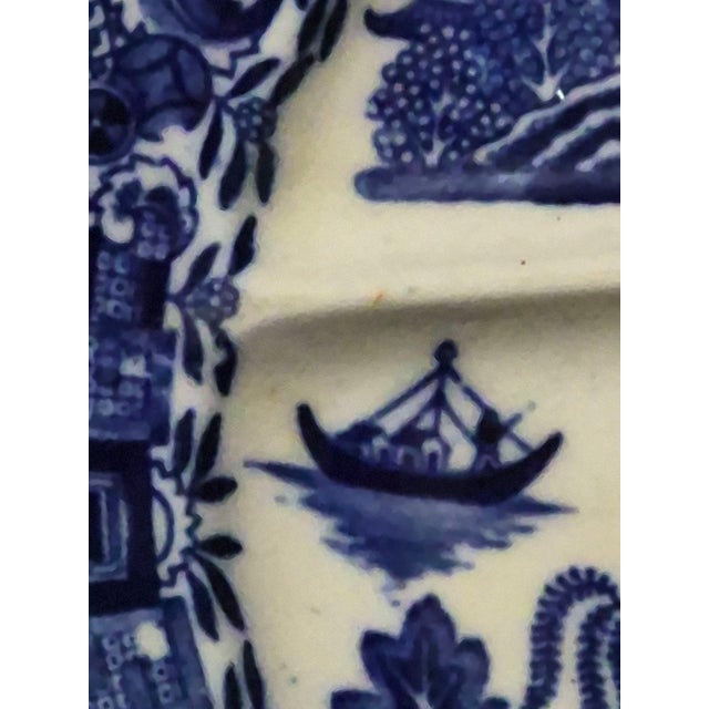 Blue Vintage Japanese Willow Divided Blue & White Plate For Sale - Image 8 of 10