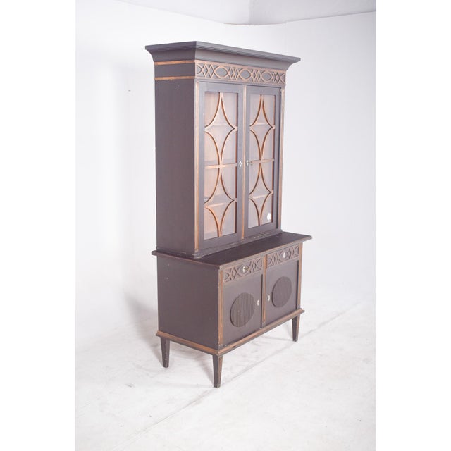 1950s Danish Rustic Painted Cabinet with Gilt Accents For Sale - Image 5 of 14