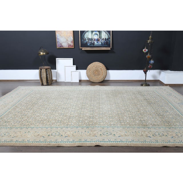 Textile 1970s Vintage Persian Handmade Wool Cotton Orange Area Rug For Sale - Image 7 of 11